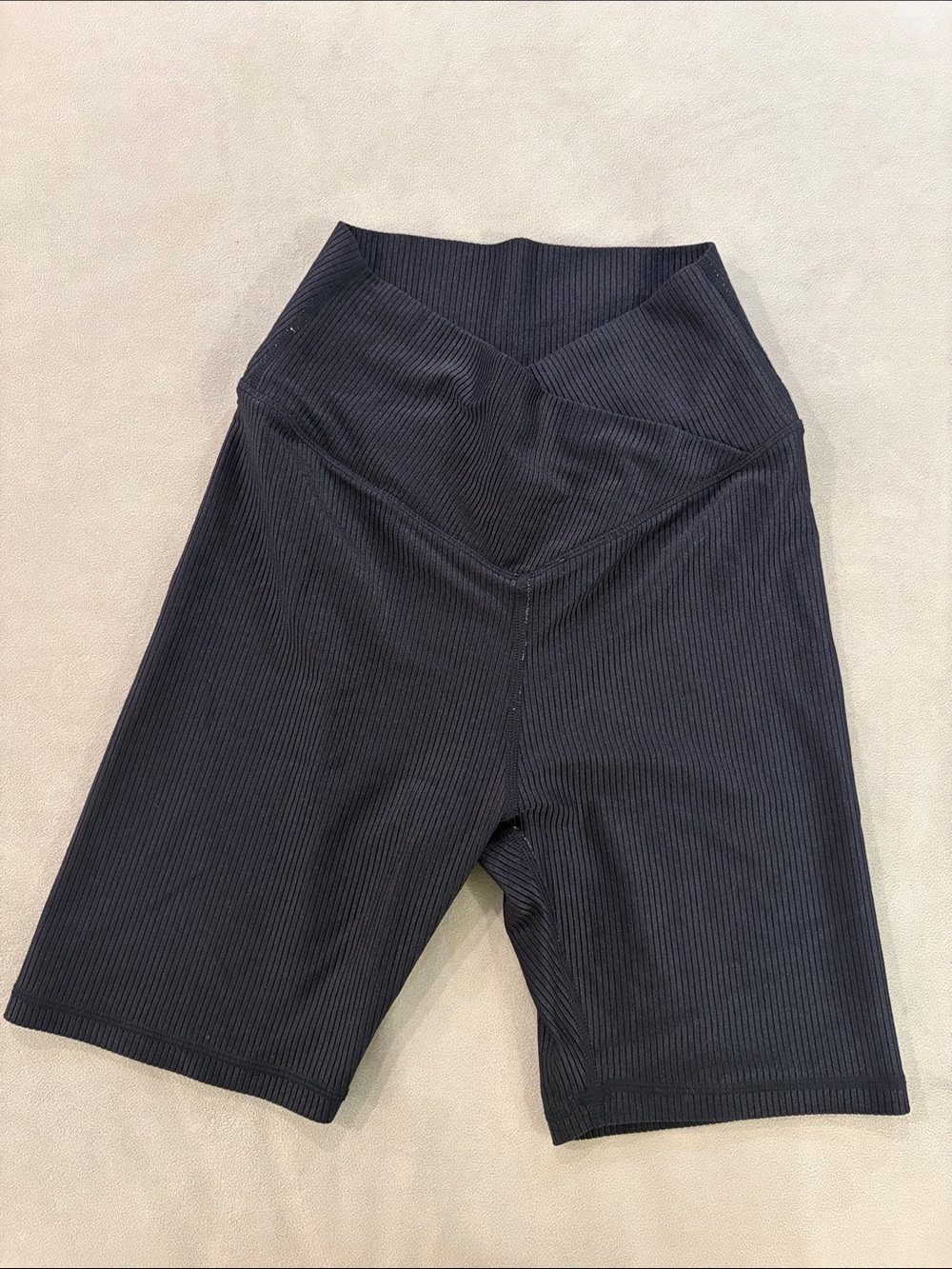 aerie Ribbed High-Waist Black Bike Shorts